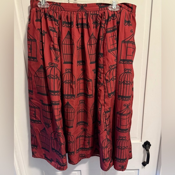 Eshakti Birdcage Skirt Women's XL Maroon Vintage Ruched Flare Knee-Length - Picture 6 of 6
